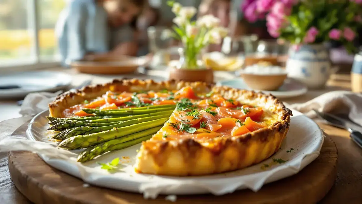 Geniet van dit heerlijke recept voor quiche met asperges en zalm, een ware traktatie